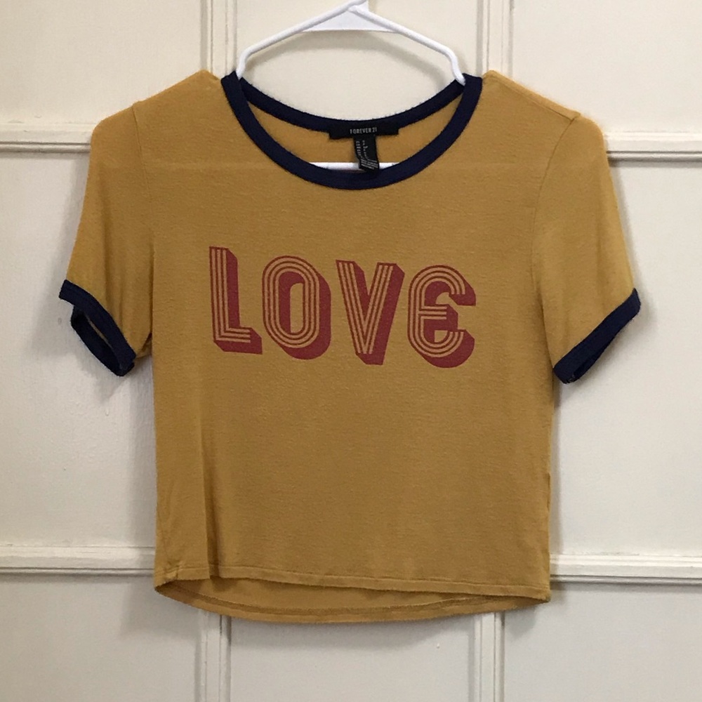 Yellow “Love” crop top